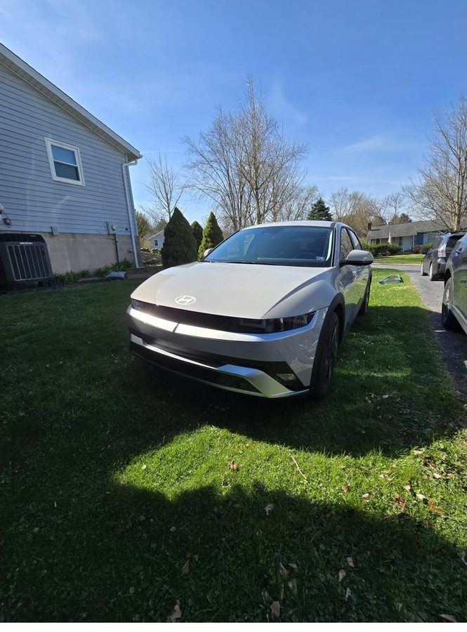 Hyundai Ioniq 5 in driveway after ChargePoint Home Flex install in State College