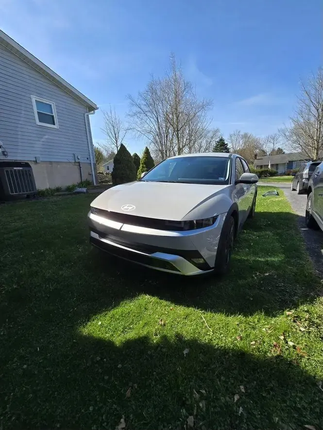 Hyundai Ioniq 5 in driveway after ChargePoint Home Flex install in State College