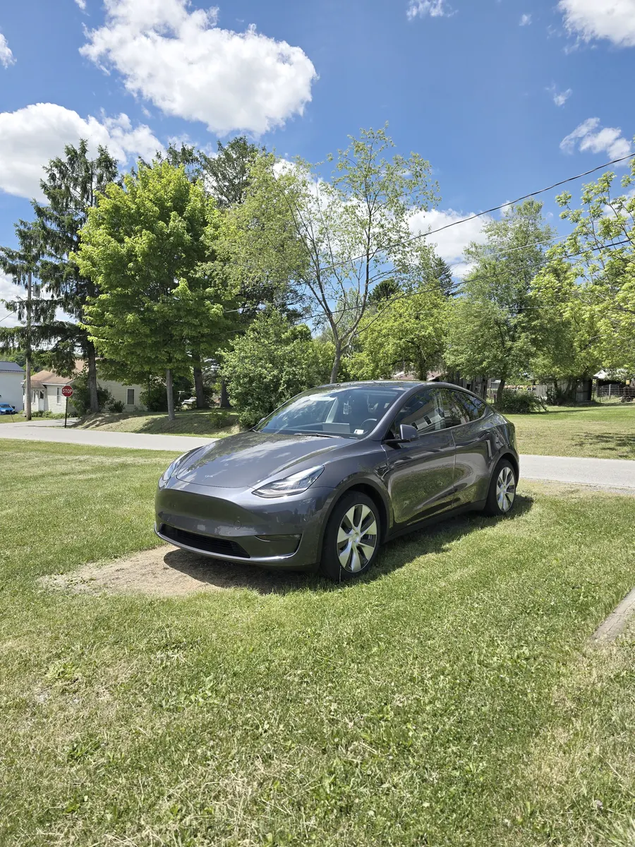 Tesla Model Y parked at a Hawk Run, PA home after a NEMA 14-50 outlet installation