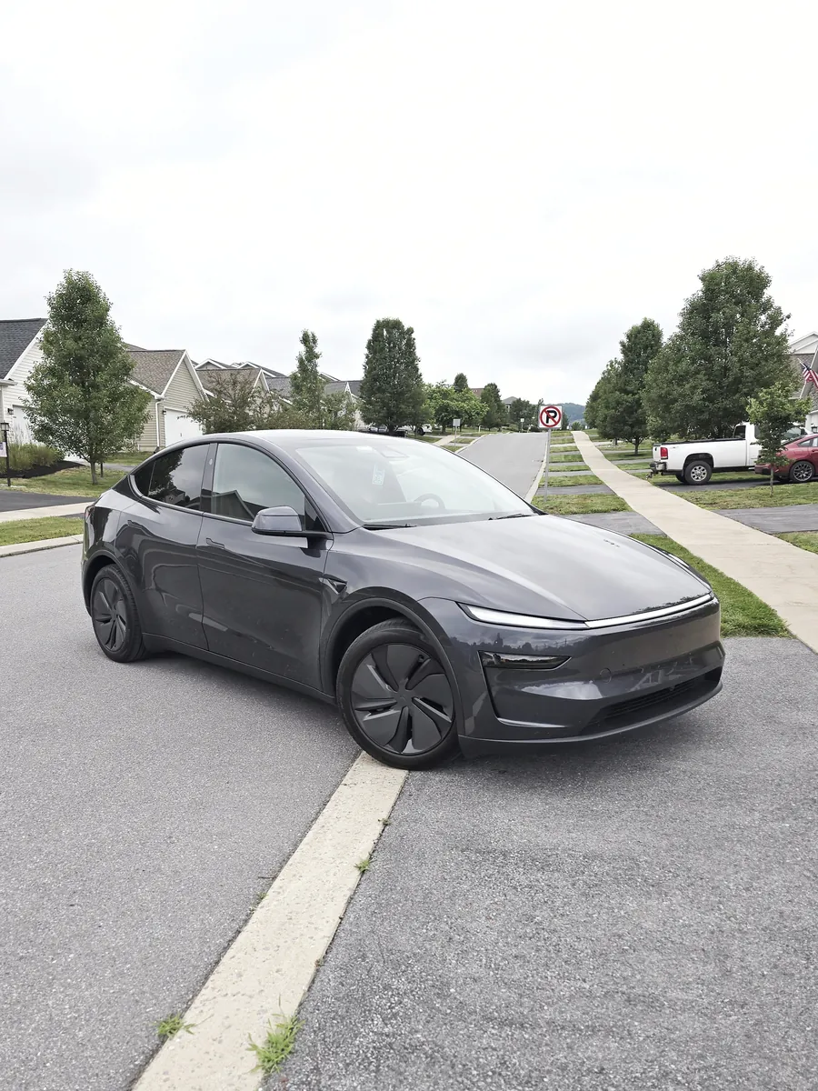 New Tesla Model Y outside a Bellefonte, PA home before its Tesla Wall Connector installation