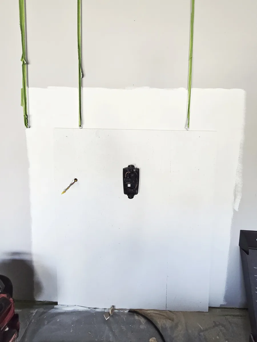 Tesla Wall Connector wirebox roughed in and wired on the Boalsburg garage wall
