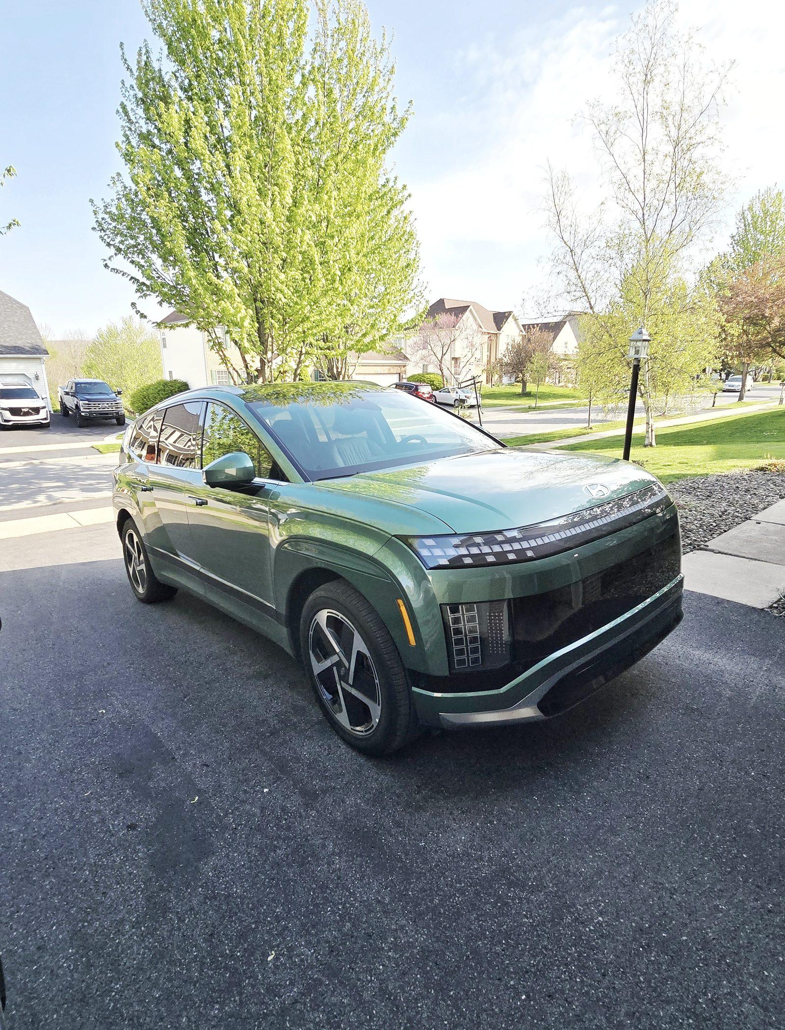 Hyundai Ioniq 9 in driveway after Tesla Wall Connector install in Grays Woods