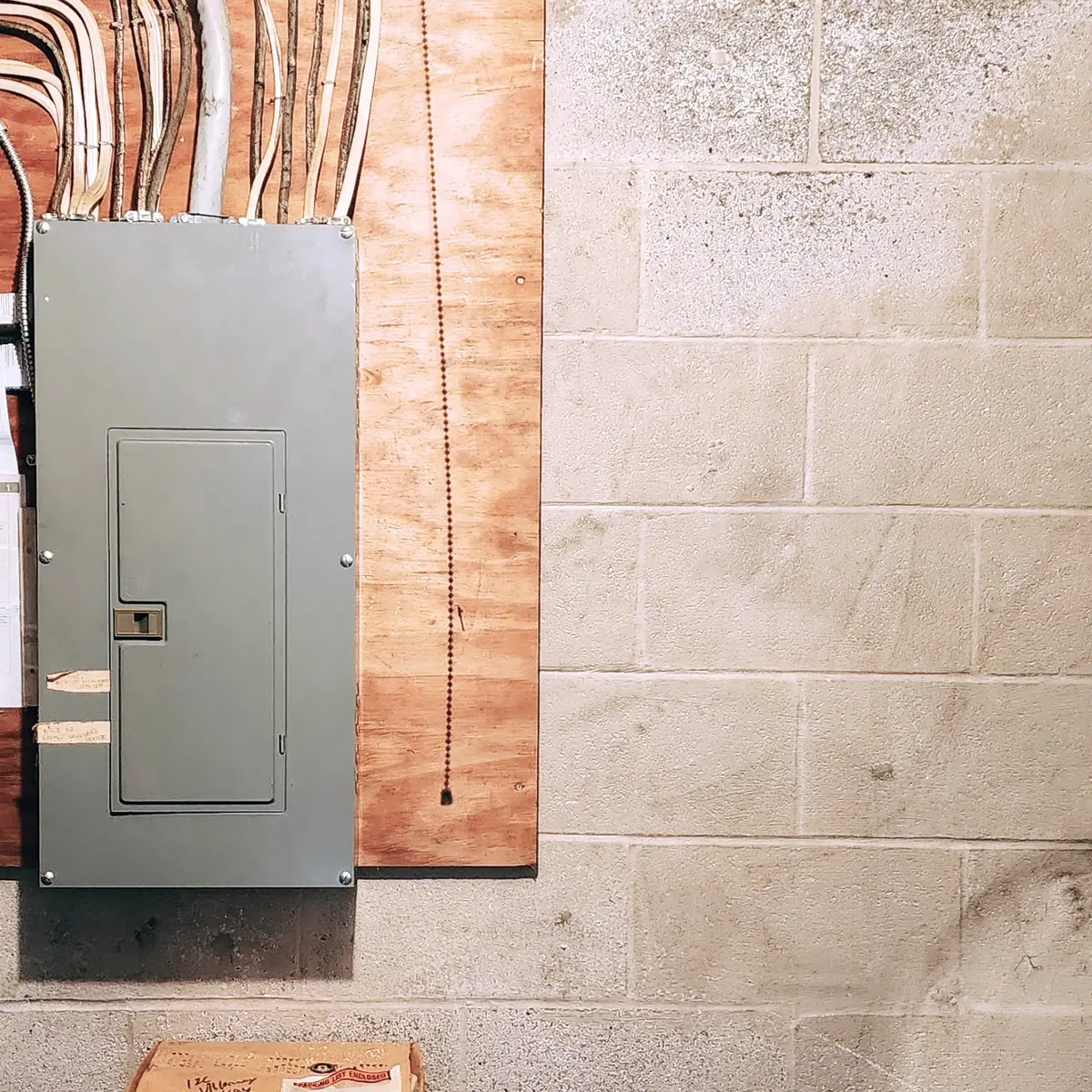 Finished sub-panel addition on a garage wall by Steel Fox EV & Electric